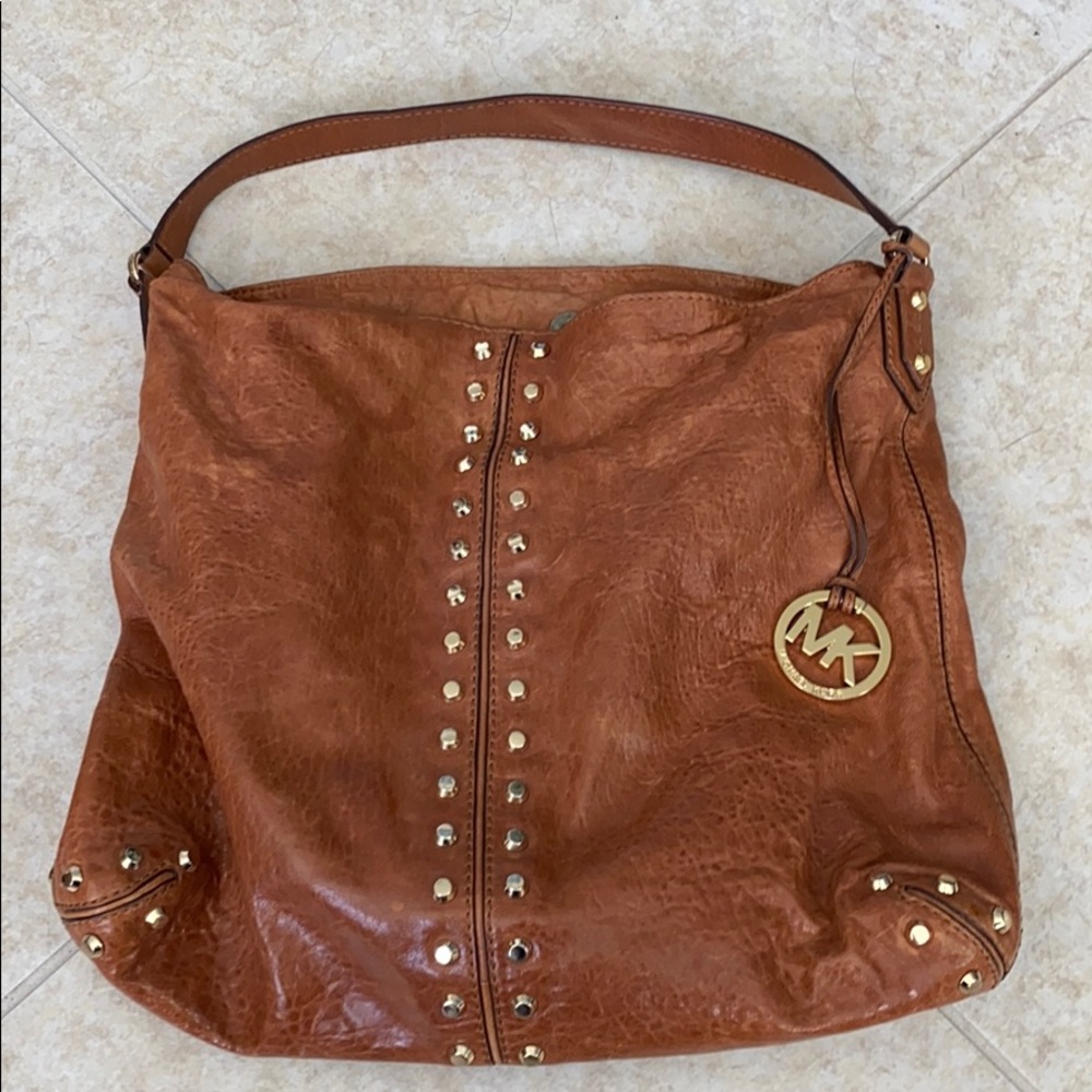Michael Michael Kors brown gold tote bag purse